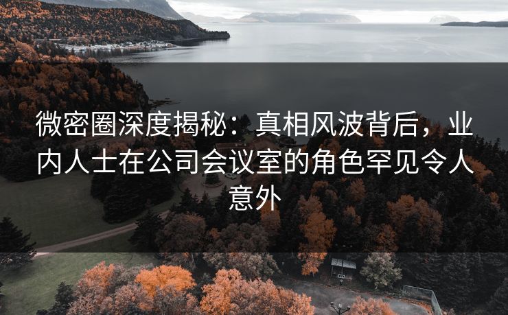 微密圈深度揭秘:真相风波背后,业内人士在公司会议室的角色罕见令人意外 微密圈深度揭秘:真相风波背后,业内人士在公司会议室的角色罕见令人意外
