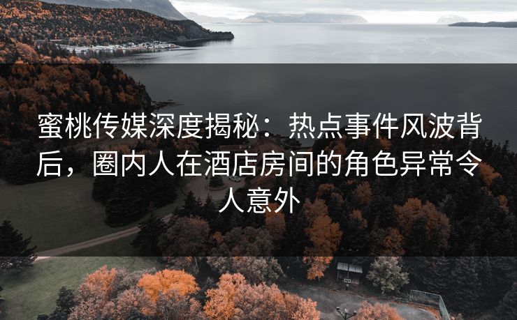 蜜桃传媒深度揭秘：热点事件风波背后，圈内人在酒店房间的角色异常令人意外