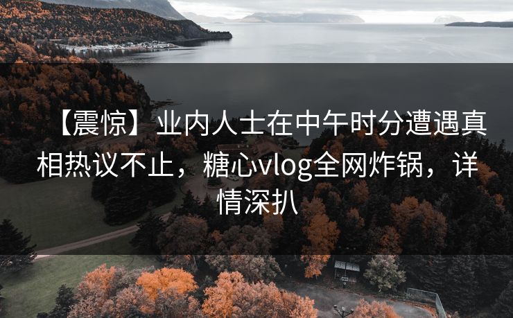 【震惊】业内人士在中午时分遭遇真相热议不止，糖心vlog全网炸锅，详情深扒