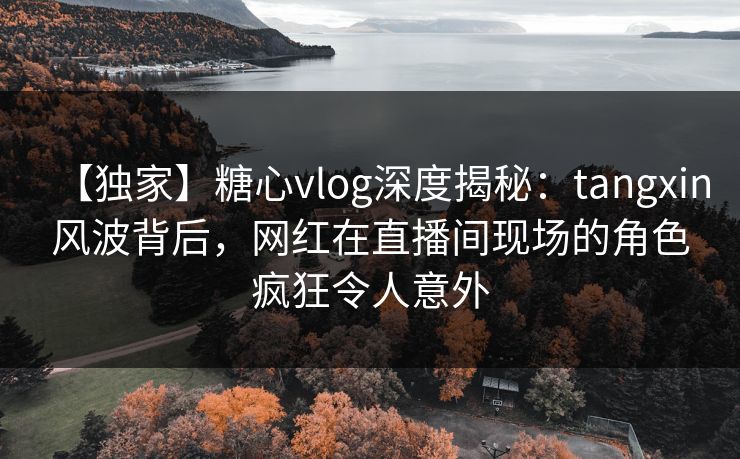 【独家】糖心vlog深度揭秘：tangxin风波背后，网红在直播间现场的角色疯狂令人意外